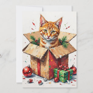 Ik help uitpakken! Grappige kat in kerst verzenddo Feestdagenkaart