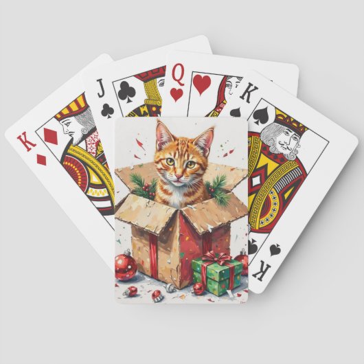 Ik help uitpakken! Grappige kat in kerst verzenddo Pokerkaarten (Achterkant)