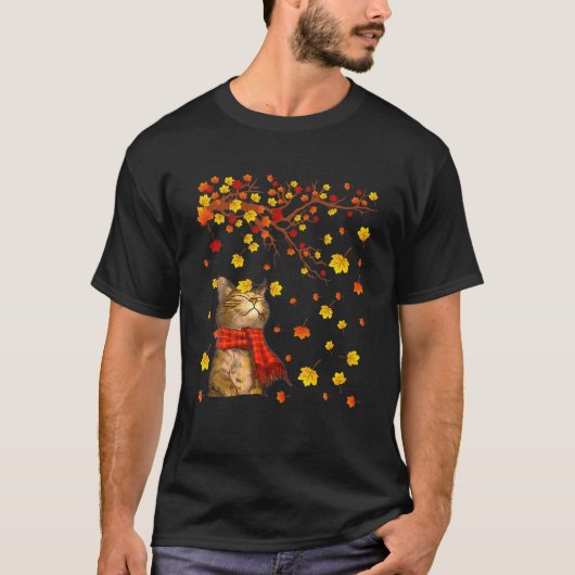 Ik Herfst Y'all Cute Cat Autumn Maple Leaf Falling T-shirt (Voorkant)
