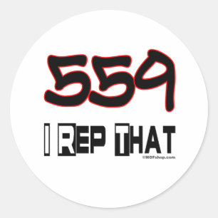 Ik herhaal die 559-gebiedscode ronde sticker