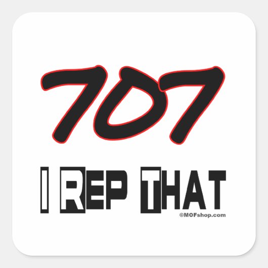Ik herhaal die 707-gebiedscode vierkante sticker (Voorkant)