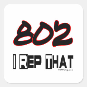 Ik herhaal die 802-gebiedscode vierkante sticker