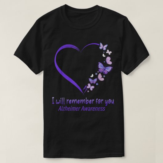Ik herinner me dat Alzheimer Awareness Apparel voo T-shirt (Design voorkant)