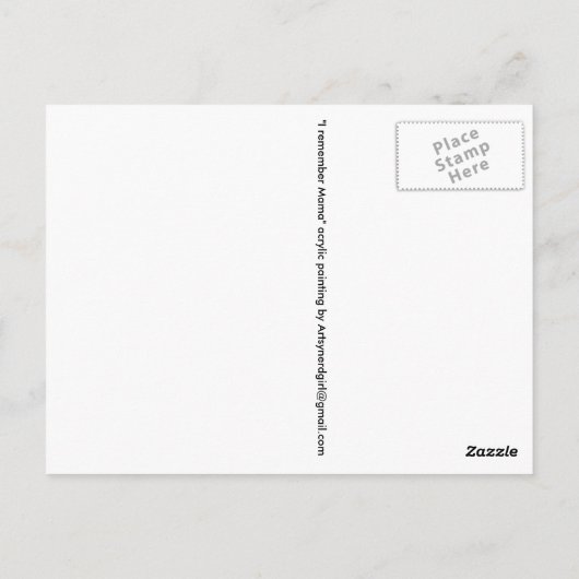 "Ik herinner me mama" Briefkaart (Achterkant)