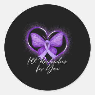 Ik herinner me voor je Alzheimer's Paars Ronde Sticker