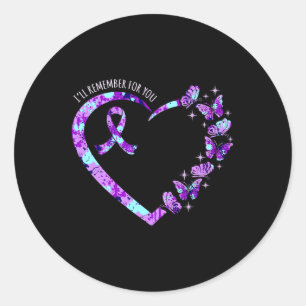 Ik herinner me voor je Alzheimer's Paars Ronde Sticker