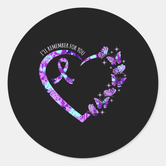 Ik herinner me voor je Alzheimer's Paars Ronde Sticker (Voorkant)