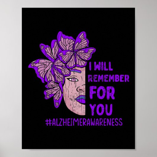 Ik herinner me voor jou Butterfly Alzheimer Awaren Poster (Voorkant)