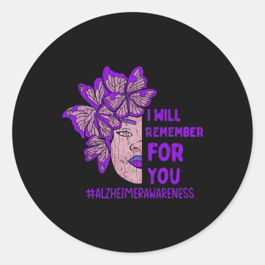 Ik herinner me voor jou Butterfly Alzheimer Awaren Ronde Sticker (Voorkant)