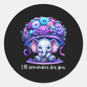 Ik herinner me voor jou de Paarse olifant Heimerhe Ronde Sticker