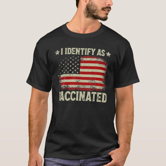 Ik herken als gevaccineerde Amerikaanse vlag 4 T-shirt (Voorkant)