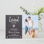 Ik hield eerst van haar Rustieke hond huwelijksfee Save The Date (Staand voorkant)