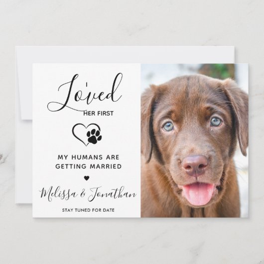 Ik hield van haar eerst moderne huisdier foto hond aankondiging (Voorkant)