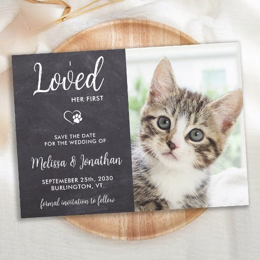 Ik hield van haar eerste aangepaste foto Rustic Pe Save The Date