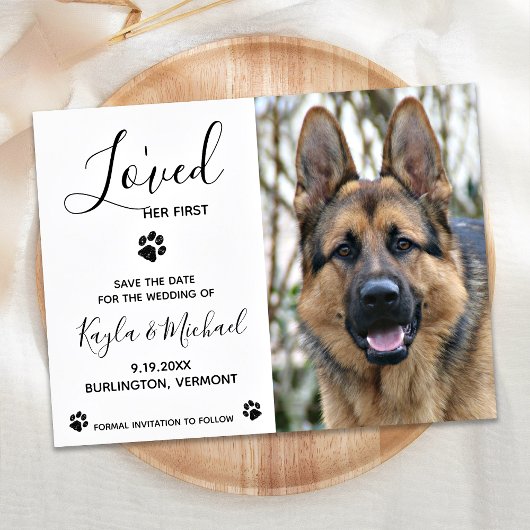 Ik hield van haar eerste, elegante moderne hondenw aankondigingskaart