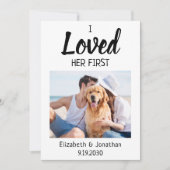 Ik hield van haar eerste foto-weddenschap-hond save the date (Voorkant)