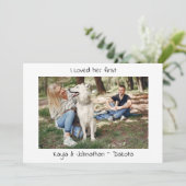 Ik hield van haar eerste - moderne, eenvoudige hon save the date (Staand voorkant)