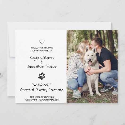 Ik hield van haar eerste - moderne, eenvoudige hon save the date (Achterkant)