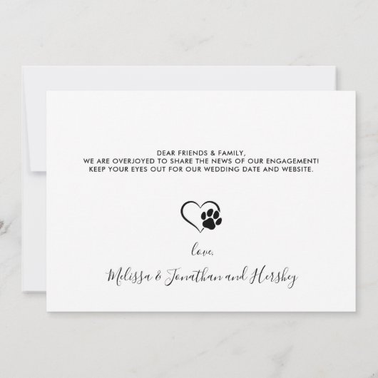 Ik hield van haar eerste moderne foto Dog Verlovin Aankondiging (Achterkant)