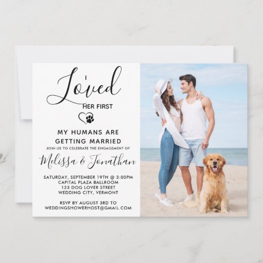 Ik hield van haar eerste moderne foto Dog Verlovin Kaart (Voorkant)