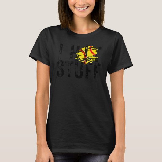 Ik hit Stuff Softball Player Homerun Batter Softba T-shirt (Voorkant)