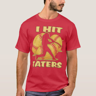 Ik hit TATERS Honkbal Softbal Home Run Dinger Fun T-shirt