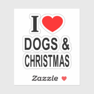 Ik ❤️ HONDEN & KERST Ik HOU VAN HONDEN & KERST Vin Sticker