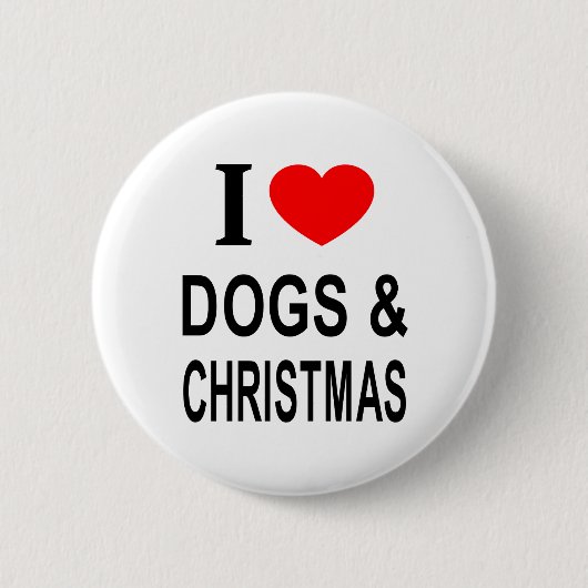 IK ❤️ HONDEN & KERSTMIS IK HOU VAN HONDEN & KERSTM RONDE BUTTON 5,7 CM (Voorkant)