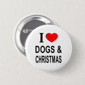 IK ❤️ HONDEN & KERSTMIS IK HOU VAN HONDEN & KERSTM RONDE BUTTON 5,7 CM (Voorkant /achterkant)