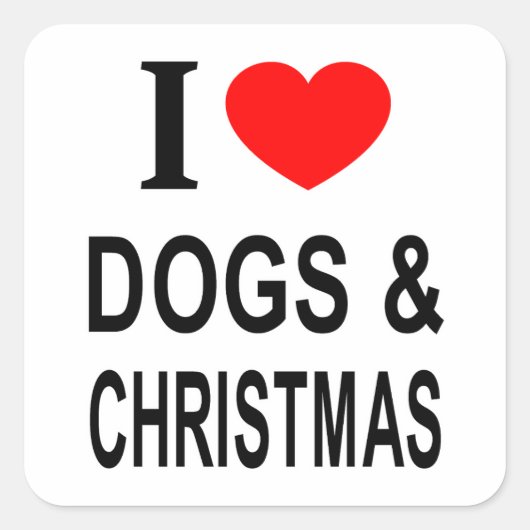 IK ❤️ HONDEN & KERSTMIS IK HOU VAN HONDEN & KERSTM VIERKANTE STICKER (Voorkant)