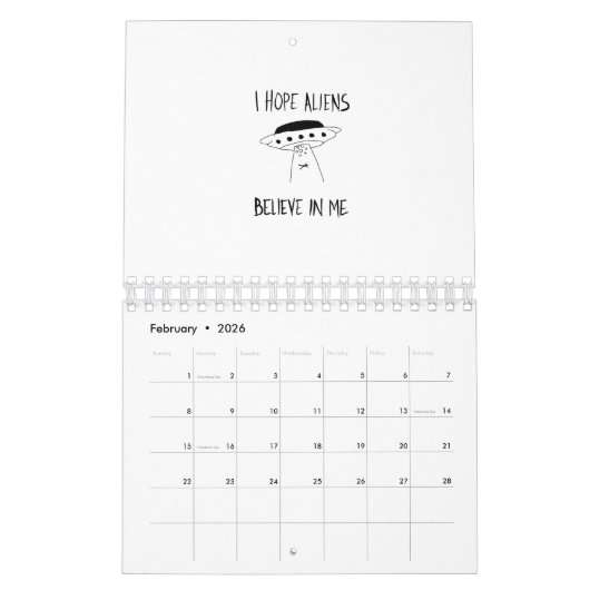 Ik hoop dat Aliens geloven in mij Kalender (Feb 2026)
