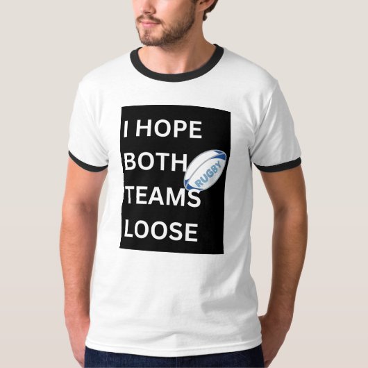 "Ik hoop dat beide teams los" Zwart trim unisex T- T-shirt (Voorkant)