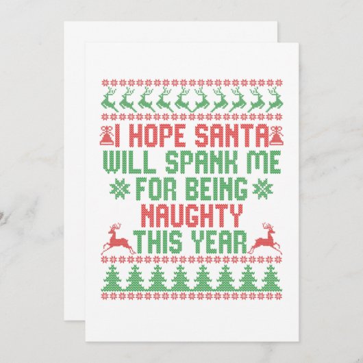 Ik hoop dat de kerstman me zal laten pesten omdat  bedankkaart (Voorkant / Achterkant)