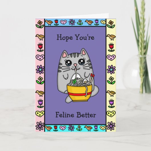 Ik hoop dat je beter bent. | Kat Pun Kaart (Voorkant)