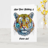Ik hoop dat je jarig bent Purrr-fect! tijger thema Kaart (Gele Bloem)