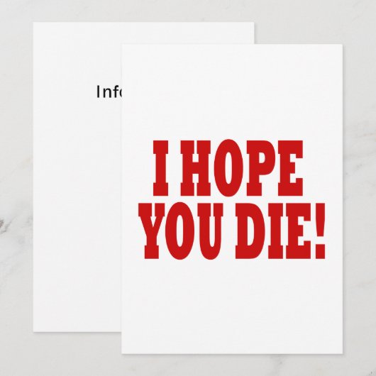 Ik hoop dat je sterft kaart (Voorkant / Achterkant)
