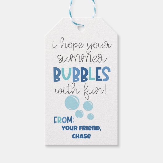 Ik hoop dat je zomer bubbels met plezier cadeaulabel (Voorkant)