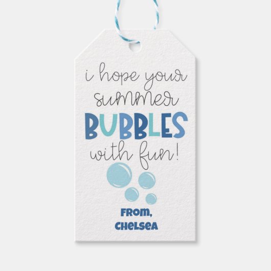Ik hoop dat je zomer bubbels met plezier cadeaulabel (Voorkant)