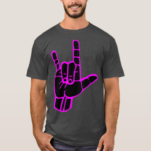 IK HOOP DAT JE zwarte hand roze omtrek Ondertekent T-shirt