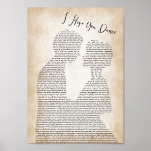 Ik hoop dat u Dance Song Lyric Man Lady Bride Groo Poster