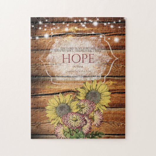 Ik hoop op zijn bijbelse zonnebloem legpuzzel (Verticaal)