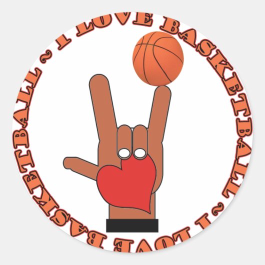 IK HOOP VAN BASKETBALL ASL SIGN RONDE STICKER (Voorkant)