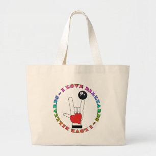 IK HOOP VAN BILLIARDS ASL SIGN TAAL GROTE TOTE BAG