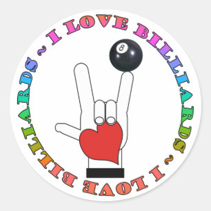 IK HOOP VAN BILLIARDS ASL SIGN TAAL RONDE STICKER