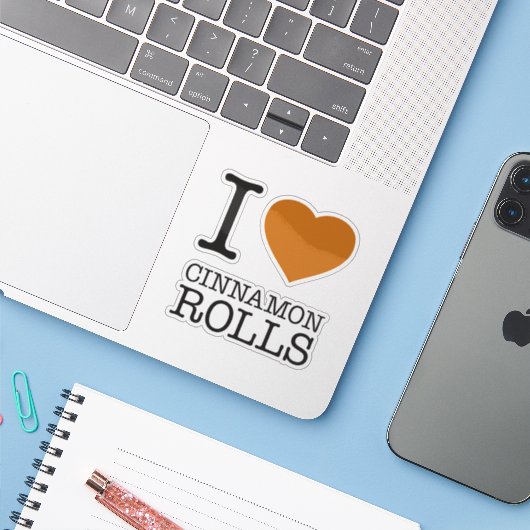 IK HOOP VAN CINNAMON ROLLEN STICKER (Laptop met iPhone)