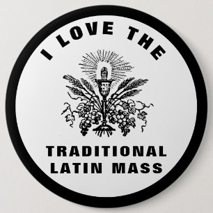 IK HOOP VAN DE TRADITIONELE LATIJNMASSA CATHOLIC RONDE BUTTON 6,0 CM