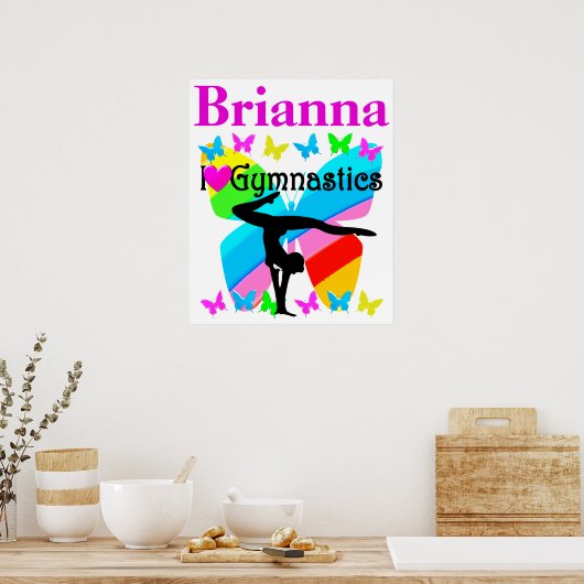 IK HOOP VAN GYMNASTICS PERSONALISEERD BUTTERFLES P POSTER (Keuken)