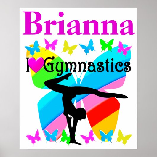 IK HOOP VAN GYMNASTICS PERSONALISEERD BUTTERFLES P POSTER (Voorkant)