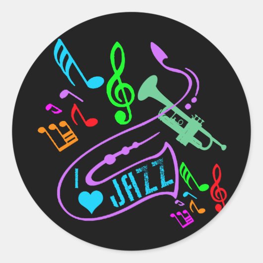 IK HOOP VAN JAZZ RONDE STICKER (Voorkant)