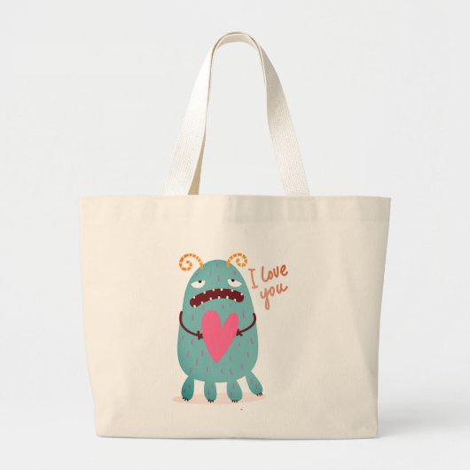 IK HOOP VAN JE HAPPY MONSTER PERSONALISEERDE Canva Grote Tote Bag (Voorkant)